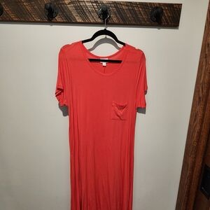 LuLaRoe Pink Maxi Dress with Dolman Sleeves
